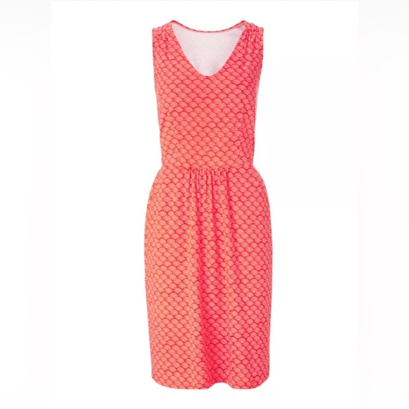 Boden Dress Size 18 US Long Red Pop Rainbow Dot Melinda Jersey V-Neck Midi - Picture 11 of 15